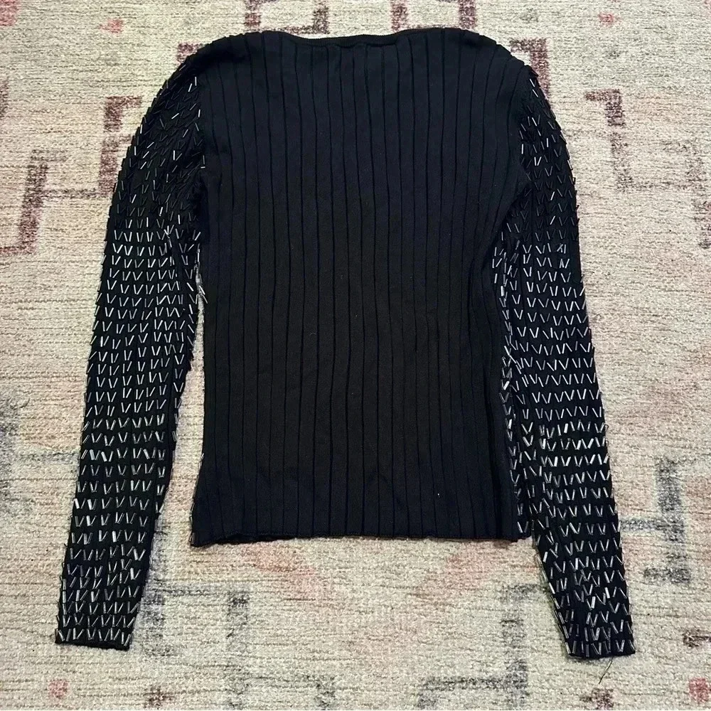 Vintage 90’s beaded black silk blend sweater size large - Picture 8 of 8